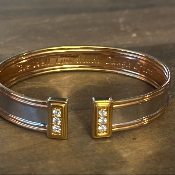 The Bradford Exchange 24K plated two tone Live, Love, Laugh cuff bracelet - Picture 6 of 9
